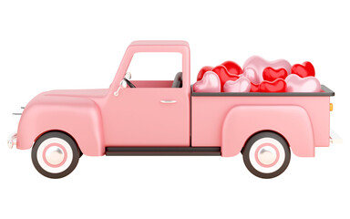 Pink truck isolated 3d render
