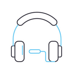 headphone line icon, outline symbol, vector illustration, concept sign