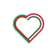 friendship concept. heart ribbon icon of bulgaria and hungary flags. vector illustration isolated on white background