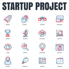 Set of Startup project icon logo vector illustration. development pack symbol template for graphic and web design collection