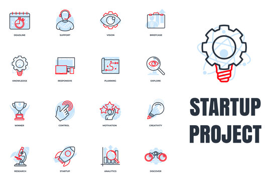 Set of Startup project icon logo vector illustration. development pack symbol template for graphic and web design collection