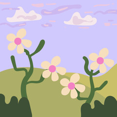Illustration of Nature Flower and Plant Landscape Illustration
