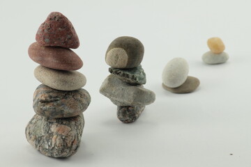 Pile of pebbles - small stones, diagonal line 