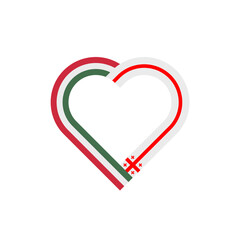 friendship concept. heart ribbon icon of hungary and georgia flags. vector illustration isolated on white background