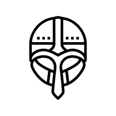 helmet viking nordic line icon vector illustration