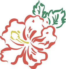 Hand drawn cute Hibiscus flower ALOHA HAWAII illustration © NOTTY-STUDIO