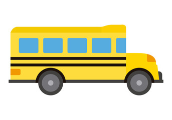 Autobus escolar amarillo en fondo blanco. - obrazy, fototapety, plakaty