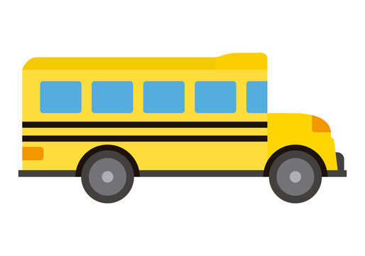 Autobus escolar amarillo en fondo blanco.