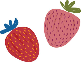 Funny colourful summer fruits and flower Illustration