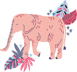 Cute elephant Safari animal and leaves