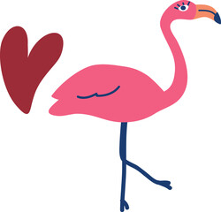 Cute flamingo Safari animal and leaves
