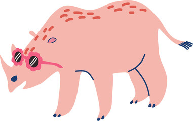 Cute Safari rhino animal and leaves