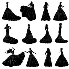 princess silhouette collection isolated, vector © zolotons