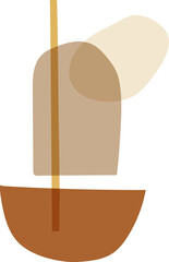 Minimalist boho abstract nature art shapes doodle vase flower and leaves