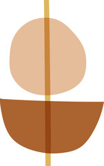 Minimalist boho abstract nature art shapes doodle vase flower and leaves