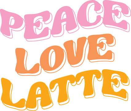 70s groovy retro print with hippie peace love not war illustration