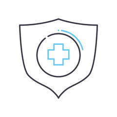 risk shield line icon, outline symbol, vector illustration, concept sign