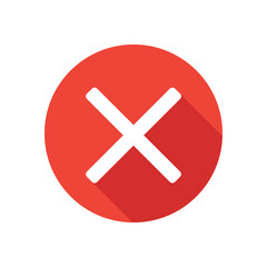 Obraz premium Delete icon isolated, round button, long shadow style.