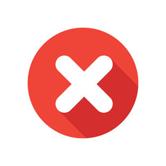 Obraz premium Delete flat icon, round button, long shadow style.