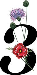 3 Alphabet Number Flower