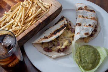 quesadilla and fries