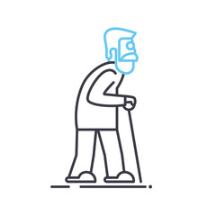 old man line icon, outline symbol, vector illustration, concept sign