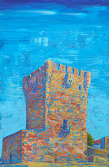 Art painting of the Sobradillo Castle Tower