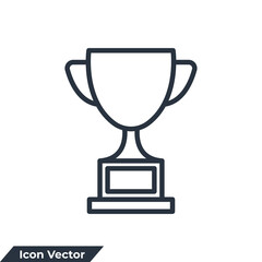 Trophy cup icon logo vector illustration. winner champion's cup symbol template for graphic and web design collection