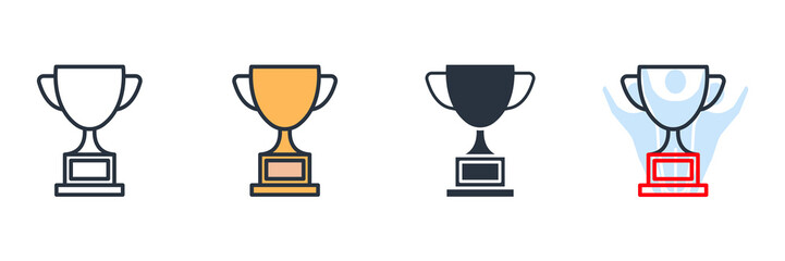 Trophy cup icon logo vector illustration. winner champion's cup symbol template for graphic and web design collection