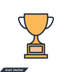 Trophy cup icon logo vector illustration. winner champion's cup symbol template for graphic and web design collection