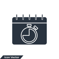 deadline icon logo vector illustration. calendar with stopwatch symbol template for graphic and web design collection