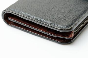 Corner of black leather wallet