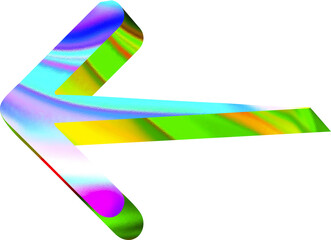 Arrow 3d render  Glossy holographic geometric shapes