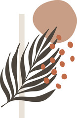 Minimal Line art flower and Leaves Abstract Art