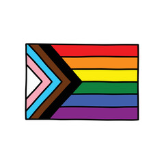 progress pride flag doodle icon, vector color line illustration