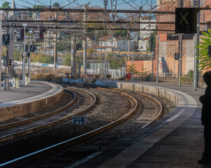 Fototapeta na wymiar railway station in the city near french town in europe
