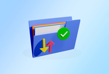 3d download and upload icon. File manager, Folder icon, Data transferring icon 3D rendering.