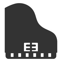 Piano and musical notation, top view - icon, illustration on white background, glyph style