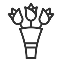 Fototapeta na wymiar Three roses in a bouquet - icon, illustration on white background, outline style