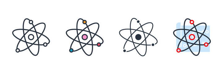 Atom icon logo vector illustration. science symbol template for graphic and web design collection