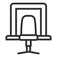 Table, chair and mirror in dressing room - icon, illustration on white background, outline style
