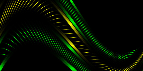 Abstract black green and yellow neon background