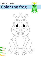 Coloring. Child Game. Frog. 
Color the little frog.