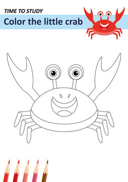 Coloring. Child Game. Crab. 
Color the little crab
