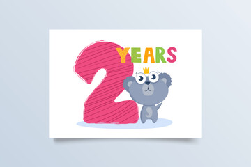 template postcard three years with koala greeting card birthday holiday