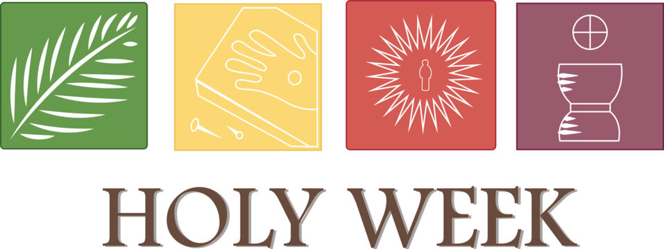 Set for Christianity holy week before easter, vector illustration