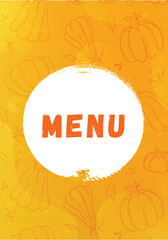 Autumn menu design template with pumpkins in yellow.