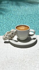 Black coffee hot drink. Summer holidays