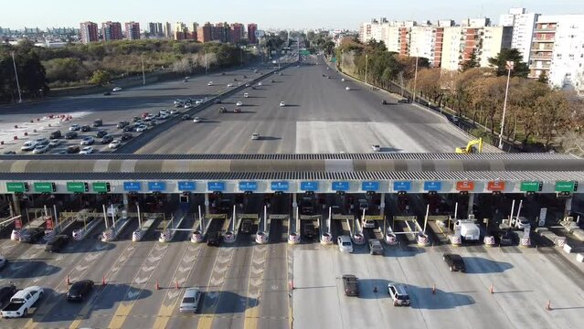 Riccheri highway towards capital from a drone, Buenos Aires - moving away