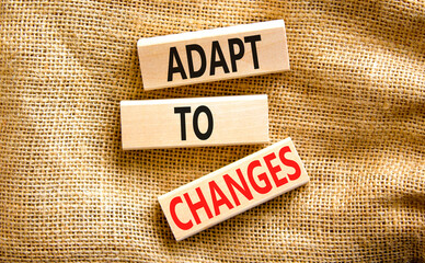 Adapt to changes symbol. Concept words Adapt to changes on wooden blocks on canvas. Beautiful canvas background. Business and Adapt to changes quote concept. Copy space.